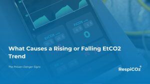 Rising or falling EtCO2 trend shown on a capnography waveform