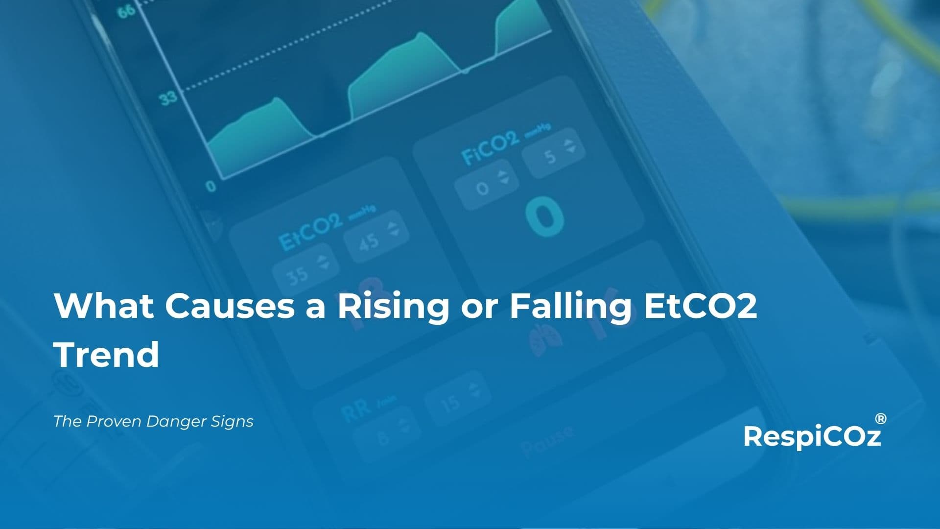 Rising or falling EtCO2 trend shown on a capnography waveform